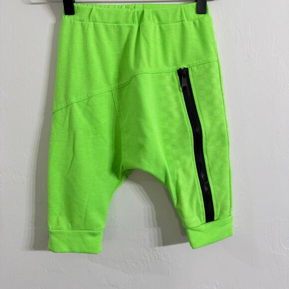 Posh Kiddos Neon Green Harem Shorts Checkered Pocket Size 7Y - Picture 3 of 6